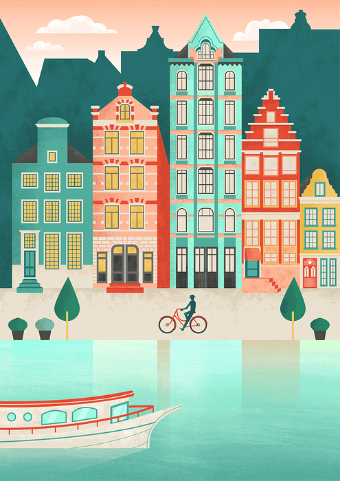 Como Crear Un Paisaje Urbano De Amsterdam En Adobe Illustrator Y Photoshop Diseno E Ilustracion Desarrollo De Sitios Web Juegos De Ordenador Y Aplicaciones Moviles